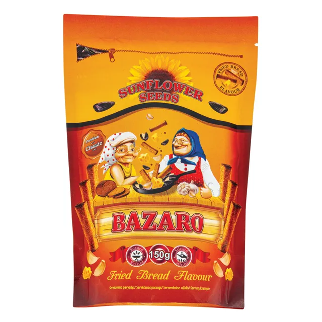 Saulėgrąžos BAZARO juodos KEPTA DUONA su česnako ir sūrio sk.prieskoniais 150g