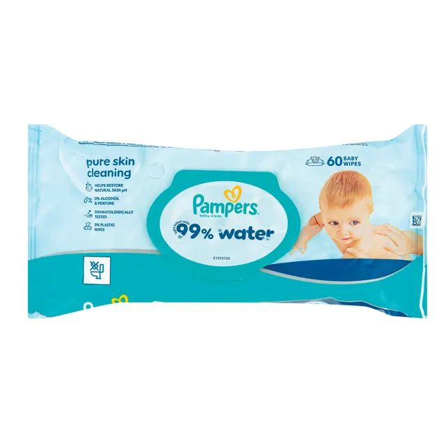 Kūdikių servetėlės PAMPERS Water, 60 vnt.