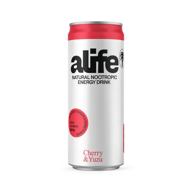 Vyšnių ir yuzu skonio gazuotas energinis gėrimas ALIFE 0,33 l