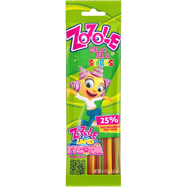 Guminukai ZOZOLE (lazdelės), vaisių skonio, 75 g