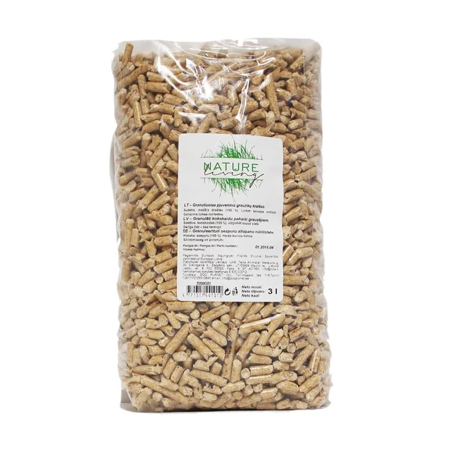 Graužikų granuliuotas pjuveninis kraikas NATURE LIVING, 3 l