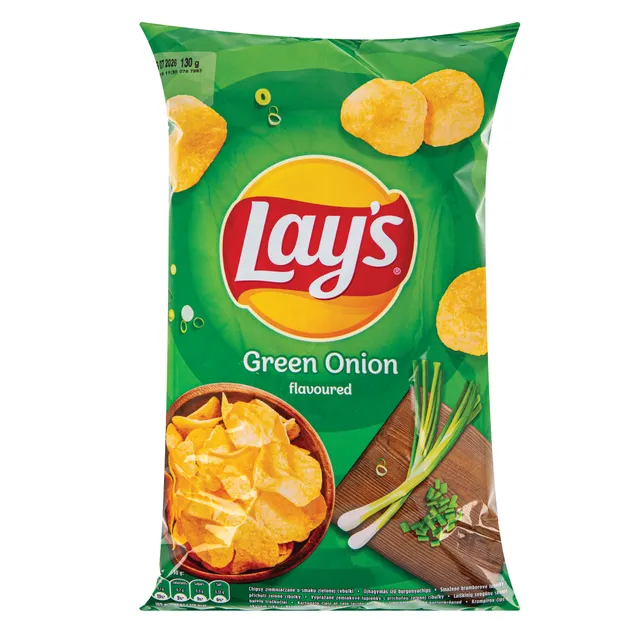 Žaliujų svogūnėlių skonio bulvių traškučiai LAY'S, 130 g