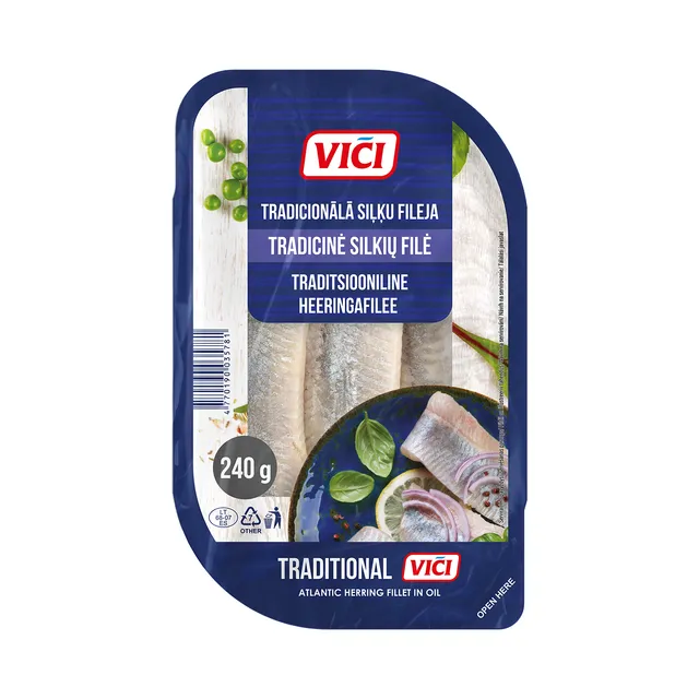 Tradicinė silkių filė aliejuje VIČI, 240 g