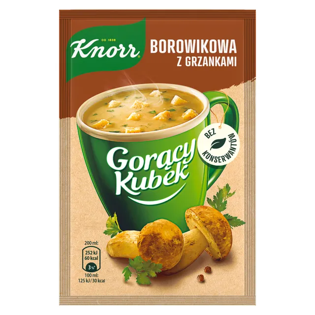 Baravykų sriuba su skrebučiais KNORR CUP-A-SOUP, 16 g