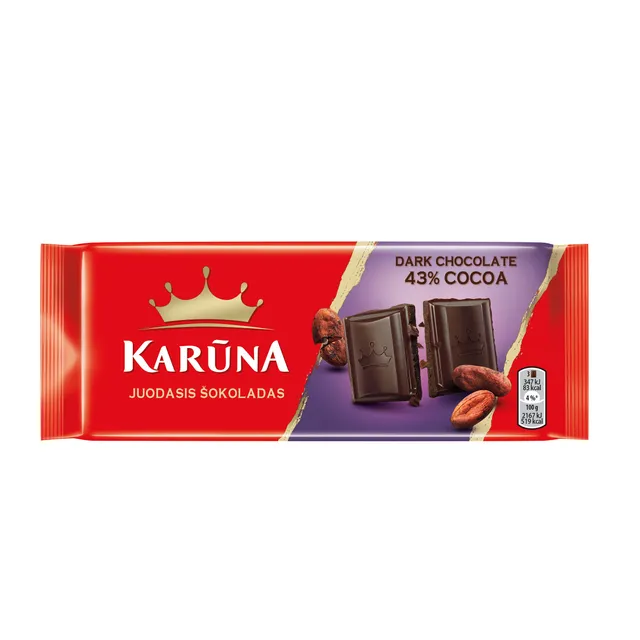 Juodasis šokoladas KARŪNA, 80 g