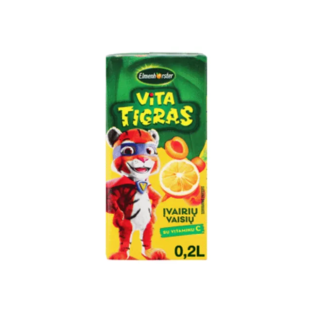 Įvairių vaisių sulčių gėrimas ELMENHORSTER VITA TIGRAS, 200 ml