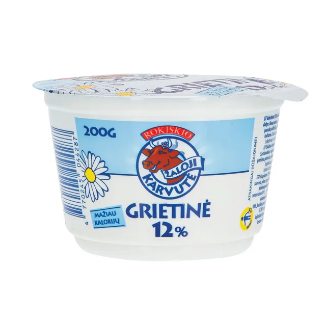 Grietinė ŽALOJI KARVUTĖ, 12% rieb., 200 g