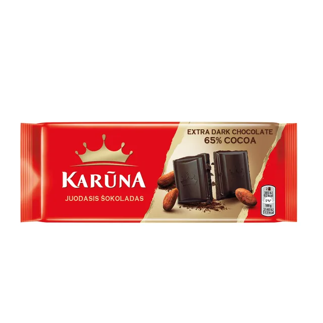 Juodasis šokoladas KARŪNA, 65%, 80 g