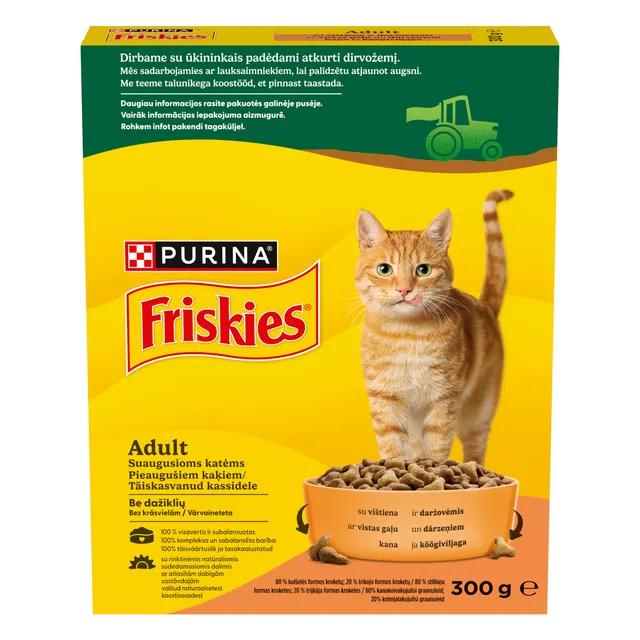 Sausas ėdalas katėms FRISKIES su vištiena, daržovėmis, 300 g