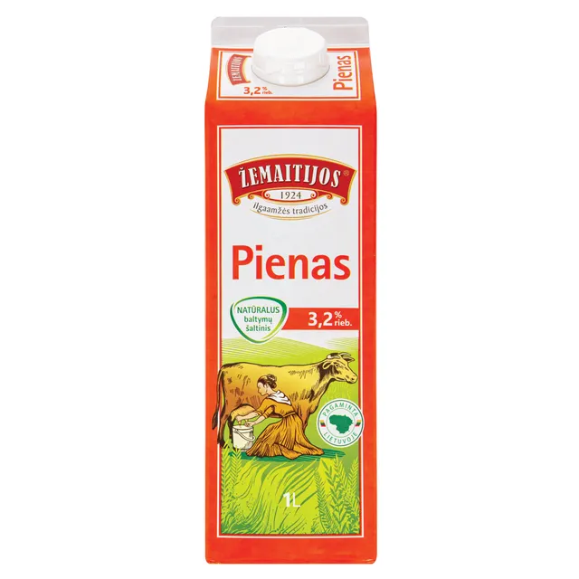 Geriamasis ŽEMAITIJOS pienas, 3,2% rieb., 1 l