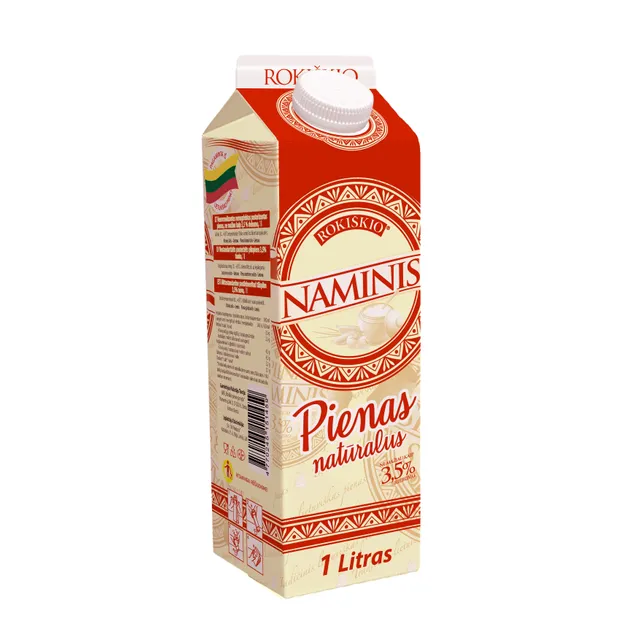 Natūralus Rokiškio NAMINIS pienas, 3,5% rieb., 1 l