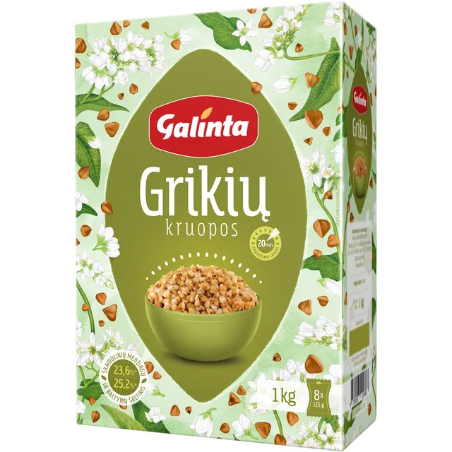 Grikių kruopos GALINTA, 1 kg (8x125g)