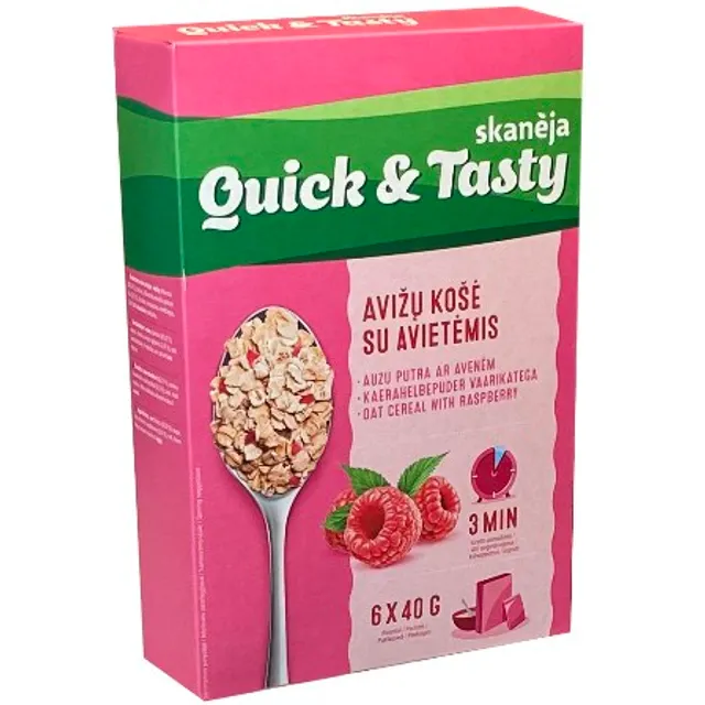 Avižų košė su avietėmis SKANĖJA, 240 g