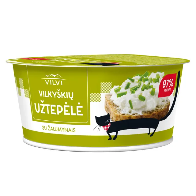 Varškės užtepėlė su žalumynais 18,6 %. VILKYŠKIŲ, 150 g