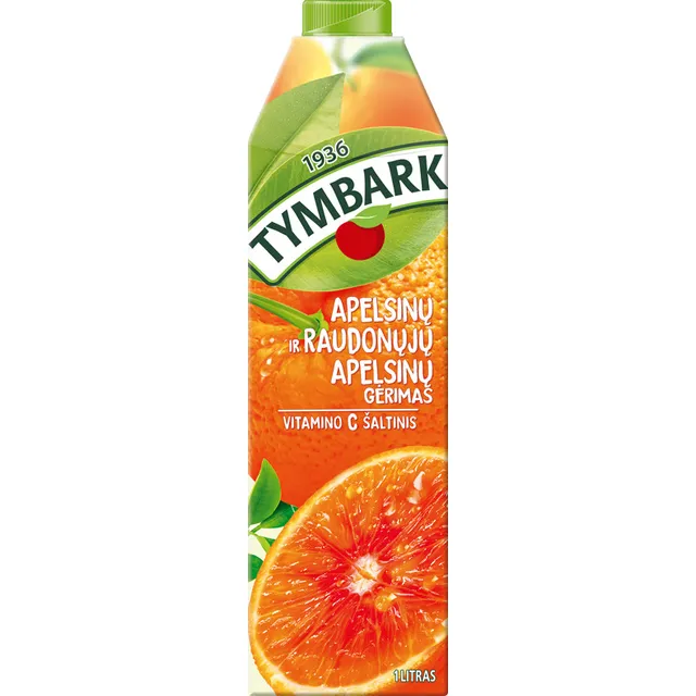 Apelsinų ir raudonųjų Sicilijos apelsinų sulčių gėrimas TYMBARK, 1 l