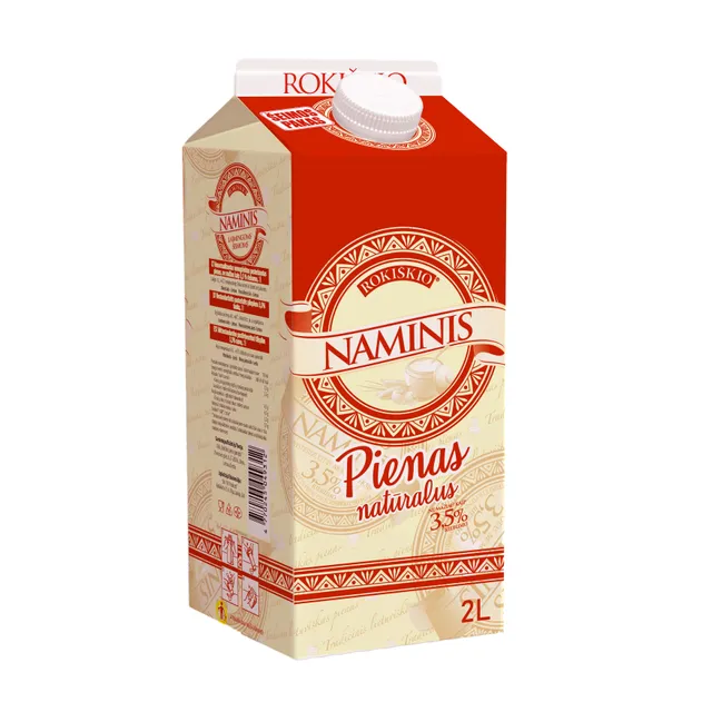 Natūralus Rokiškio NAMINIS pienas, 3,5% rieb., 2 l