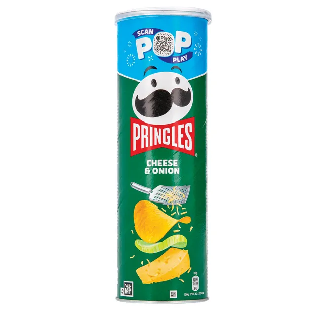 Pikantiškas sūrio ir svogūnų skonio užkandis PRINGLES, 165 g