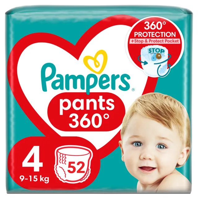 Sauskelnės-kelnaitės PAMPERS PANTS 4 (9-15 kg), 52 vnt