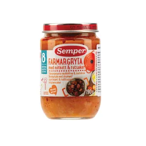 Mėsos troškinys su šakniavaisinėmis daržovėmis SEMPER 8 mėn., 190 g