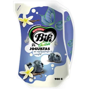 Ekologiškas Jogurtas su mėlynėmis ir vanile BIFI ACTIVE 2% rieb., 900 g