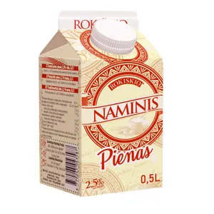 Pusriebis Rokiškio NAMINIS pienas, 2,5% rieb., 500 ml