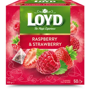 Aviečių ir braškių skonio vaisinė arbata LOYD, 50 vnt.