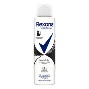 Purškiamas dezodorantas REXONA INVISIBLE  BLACK AND WHITE, 150 ml