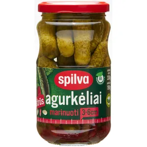 SPILVA marinuoti agurkėliai aštrūs 330(190) g