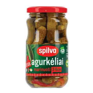 SPILVA marinuoti agurkėliai aštrūs 330(190) g