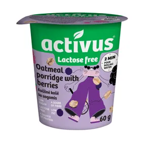 Greitai paruošiama avižinių dribsnių košė su uogomis ACTIVUS, 70 g