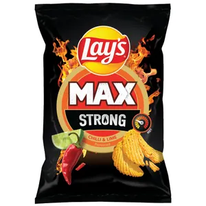 Čili pipirų ir žaliųjų citrinų skonio bulvių traškučiai LAY'S MAX STRONG, 190 g