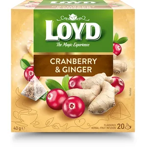 Vaisinė arbata spanguolių-imbiero LOYD, 20 vnt.