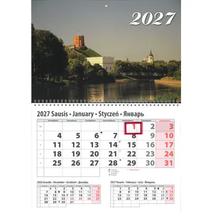 Kalendorius 2027, mėnesinis, 6 rūšys