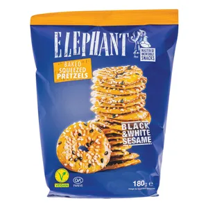 Krekeriai su juodų ir baltų sezamų sėklomis ELEPHANT, 180 g