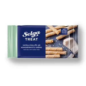 Vaflių ritinėliai su kokosų įdaru SELGA, 160 g