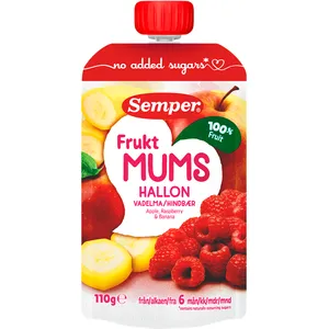 Vaisinė tyrė su avietėmis nuo 6 mėn. SEMPER, 110 g