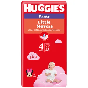 Sauskelnės-kelnaitės HUGGIES PANTS MEGA GIRL 4 dydis, 8-14 kg, 52 vnt.