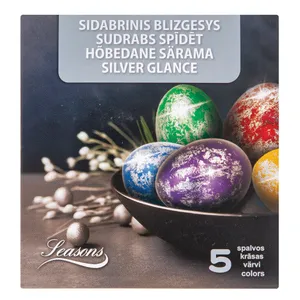 Kiaušinių dažai su sidabriniu blizgiu, 5 spalvos