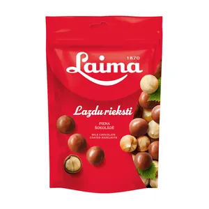 Dražė lazdyno riešutai pieniniame šokolade LAIMA, 140 g