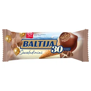 Šokoladiniai ledai su vaflių gabaliukais BALTIJA, 140 ml