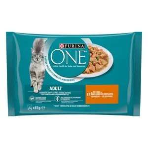 Konservuotas kačių ėdalas su vištiena PURINA ONE ADULT (4x85 g), 340 g