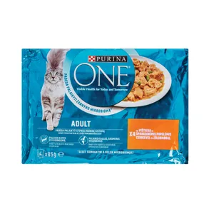 Konservuotas kačių ėdalas su vištiena PURINA ONE ADULT (4x85 g), 340 g