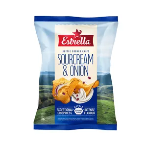 Grietinės ir svogūnų skonio bulvių traškučiai ESTRELLA Kettle, 120 g