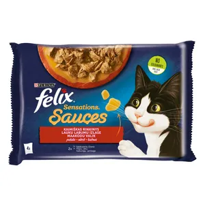 Rinkinys su padažu katėms FELIX SENSATIONS, 340 g