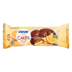 Biskvitiniai sausainiai su apelsinų skonio žėle ir šokoladu CLEVER, 150 g