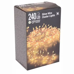 Sidabrinės vielos LED 240 lempučių girlianda, auksinė