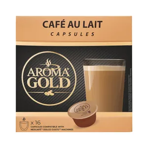 Kavos kapsulės AROMA GOLD CAFE AU LAIT, 16 vnt.