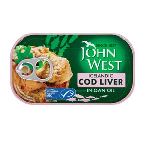Natūralios menkių kepenėlės JOHN WEST COD, 121 g