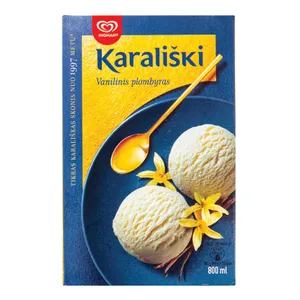 Vaniliniai valgomieji ledai plombyras KARALIŠKI, 800 ml