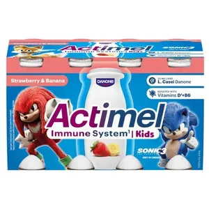 Braškių ir bananų skonio jogurtinis gėrimas ACTIMEL, 8x100 g